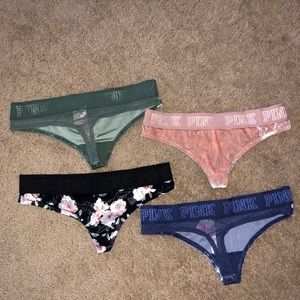 Victoria's Secret Pink logo velvet thong panty